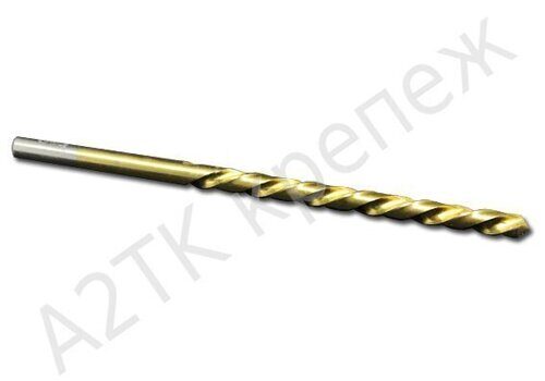 Сверло 5,7 по металлу, ц/х, дл. серия, L 139/91 мм, TiN, Р9, А1, ГОСТ 886-77